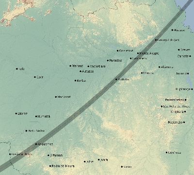 Map of the eclipse path across Brazil on 04/08/1633