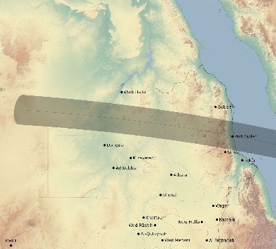 Map of the eclipse path across Sudan on 10/03/1633