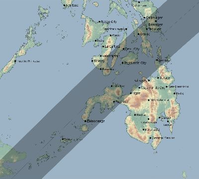 Map of the eclipse path across Philippines on 01/26/1637