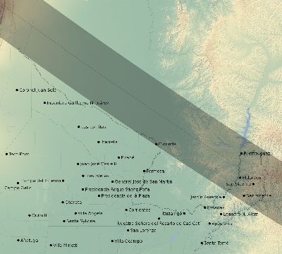 Map of the eclipse path across Argentina on 07/21/1637