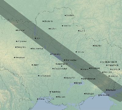 Map of the eclipse path across Ukraine on 06/01/1639