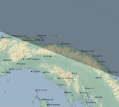 Map of the eclipse path across Panama on 05/20/1640