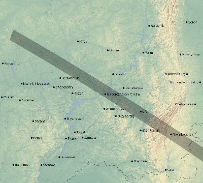 Map of the eclipse path across Russia on 11/03/1641