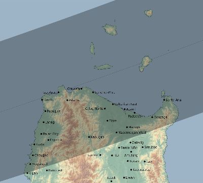 Map of the eclipse path across Philippines on 03/20/1643