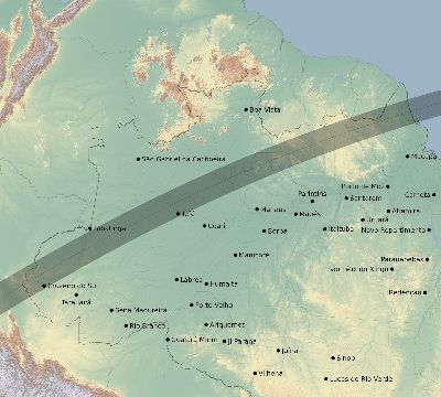 Map of the eclipse path across Brazil on 03/08/1644