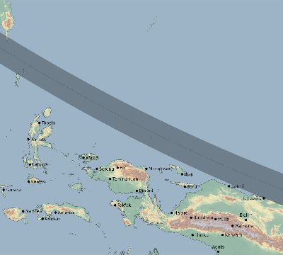Map of the eclipse path across Indonesia on 09/01/1644