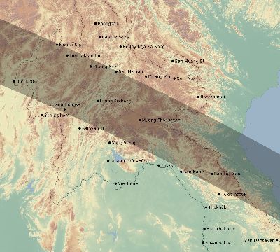 Map of the eclipse path across Laos on 09/01/1644