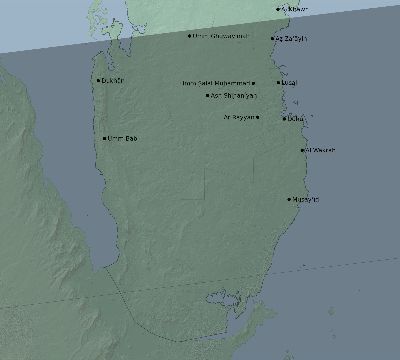 Map of the eclipse path across Qatar on 09/01/1644