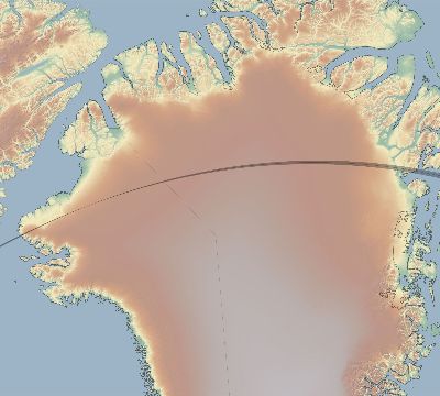 Map of the eclipse path across Greenland on 08/21/1645