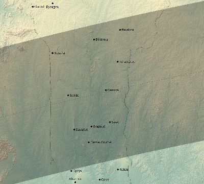 Map of the eclipse path across Benin on 07/02/1647