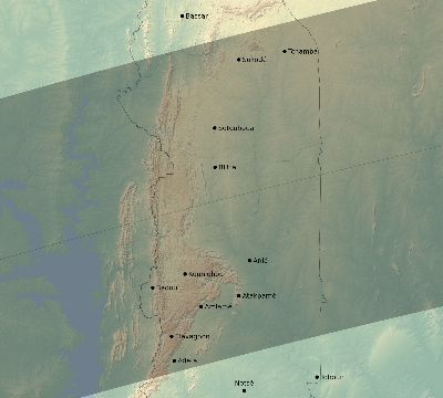 Map of the eclipse path across Togo on 07/02/1647