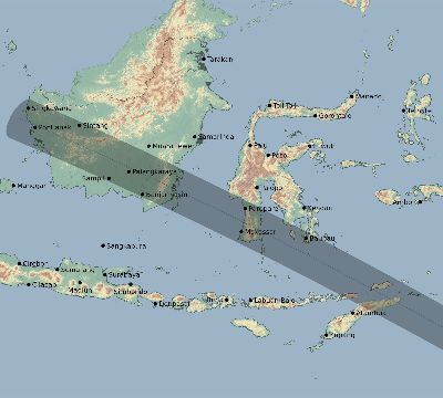 Map of the eclipse path across Indonesia on 12/26/1647