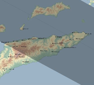 Map of the eclipse path across Timor-Leste on 12/26/1647