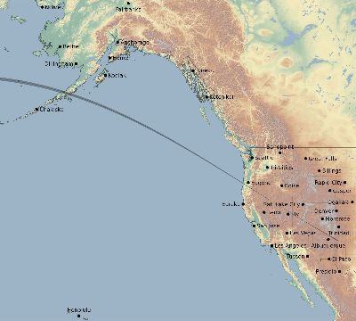 Map of the eclipse path across United States on 06/21/1648
