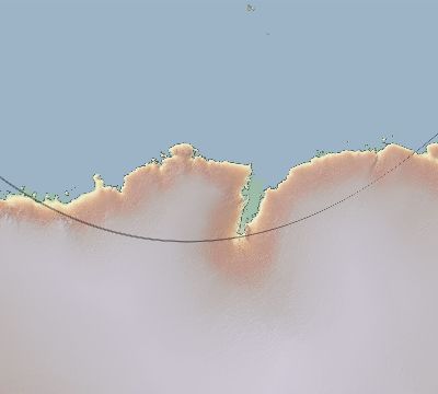 Map of the eclipse path across Antarctica on 12/14/1648