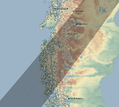 Map of the eclipse path across Chile on 04/30/1650