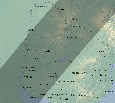 Map of the eclipse path across Uruguay on 04/30/1650
