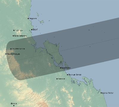 Map of the eclipse path across Australia on 04/19/1651