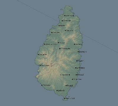 Map of the eclipse path across Saint Lucia on 10/14/1651