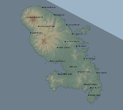 Map of the eclipse path across Martinique on 10/14/1651