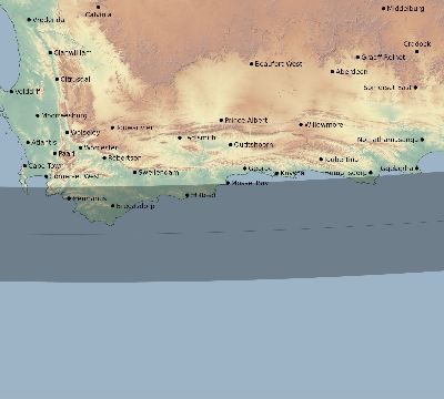 Map of the eclipse path across South Africa on 10/14/1651