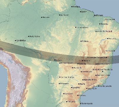 Map of the eclipse path across Brazil on 02/06/1655