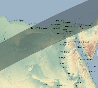 Map of the eclipse path across Egypt on 02/06/1655