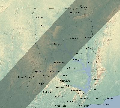 Map of the eclipse path across Ghana on 02/06/1655