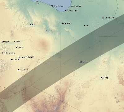 Map of the eclipse path across Libya on 02/06/1655