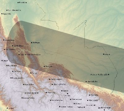 Map of the eclipse path across Peru on 02/06/1655