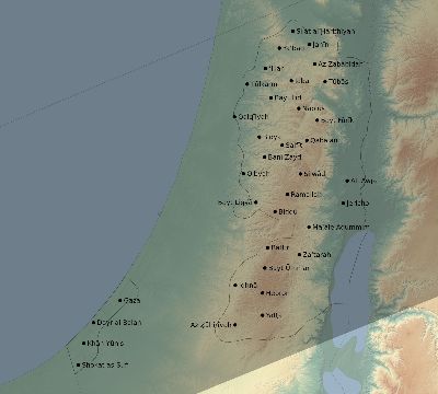 Map of the eclipse path across Palestine on 02/06/1655
