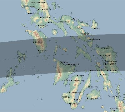Map of the eclipse path across Philippines on 08/02/1655