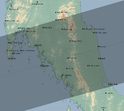 Map of the eclipse path across Thailand on 08/02/1655