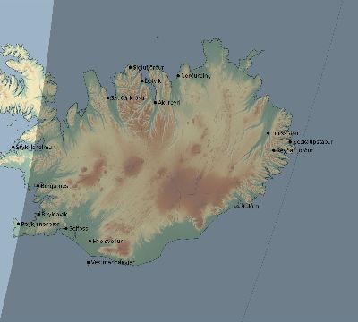 Map of the eclipse path across Iceland on 01/26/1656