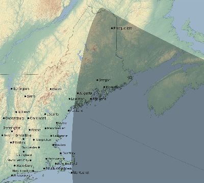 Map of the eclipse path across United States on 01/26/1656