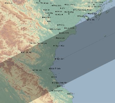 Map of the eclipse path across Vietnam on 06/01/1658