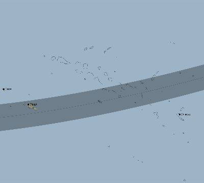 Map of the eclipse path across French Polynesia on 11/24/1658