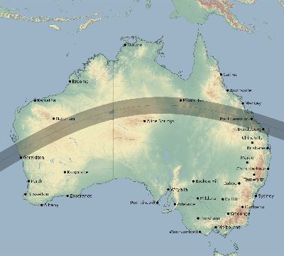 Map of the eclipse path across Australia on 05/21/1659