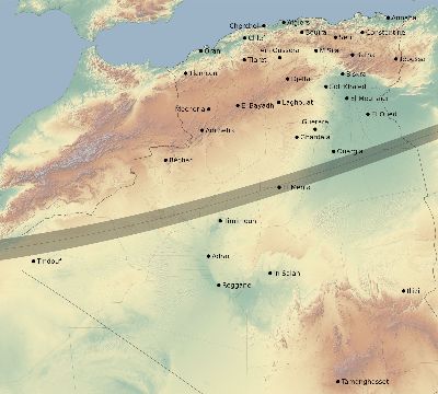 Map of the eclipse path across Algeria on 11/14/1659