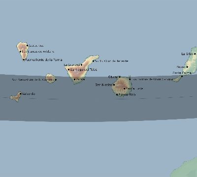 Map of the eclipse path across Spain on 11/14/1659