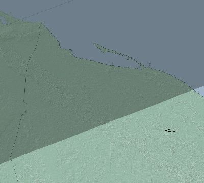 Map of the eclipse path across Libya on 11/14/1659