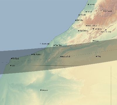 Map of the eclipse path across Morocco on 11/14/1659