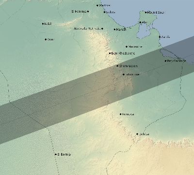 Map of the eclipse path across Tunisia on 11/14/1659