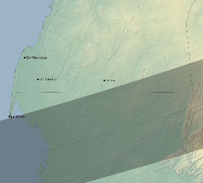Map of the eclipse path across Western Sahara on 03/30/1661