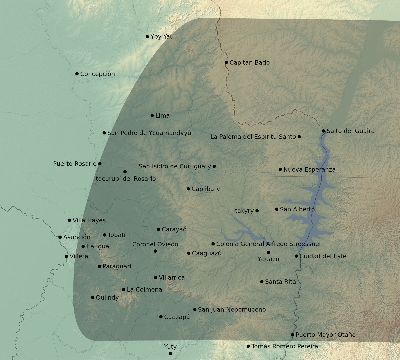 Map of the eclipse path across Paraguay on 09/23/1661