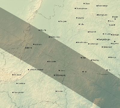 Map of the eclipse path across Burkina Faso on 09/12/1662