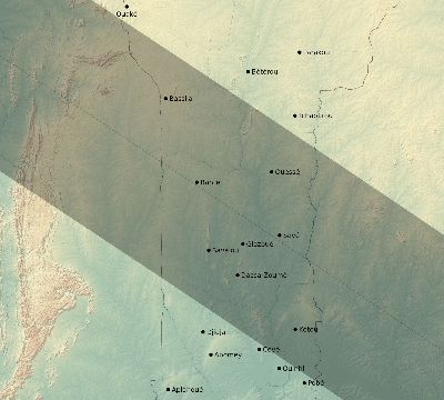 Map of the eclipse path across Benin on 09/12/1662