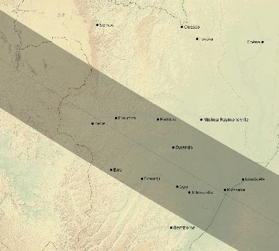 Map of the eclipse path across Republic of the Congo on 09/12/1662