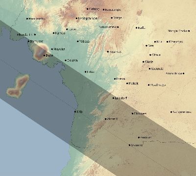Map of the eclipse path across Cameroon on 09/12/1662