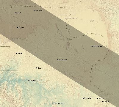 Map of the eclipse path across Gabon on 09/12/1662